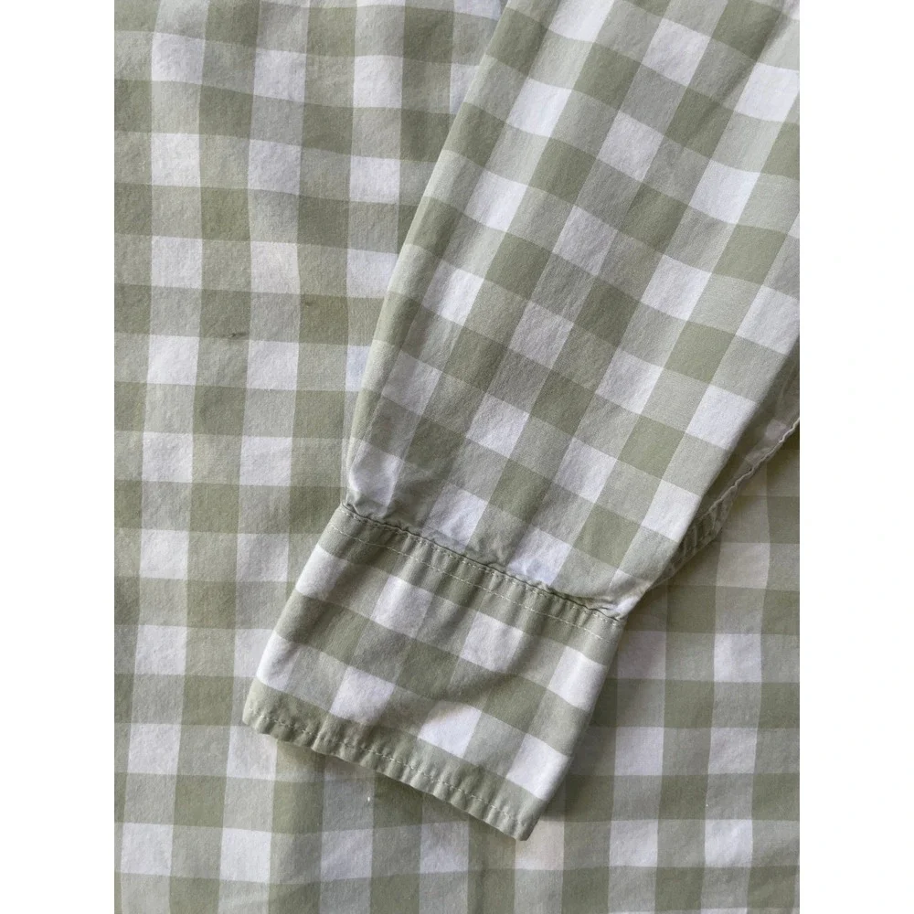J.Crew Mens Small Secret Wash Button Down Shirt Green Gingham Check Slim Stretch
